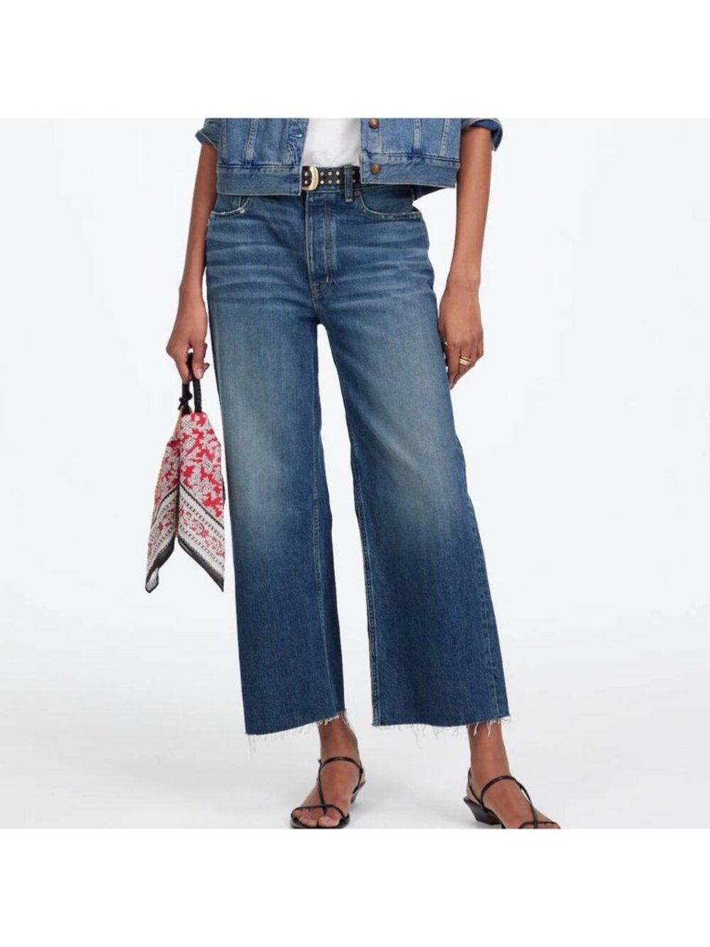 NWT Madewell Tall Low-Slung Baggy Crop Jeans 29T Button Fly Croswell Wash Rigid